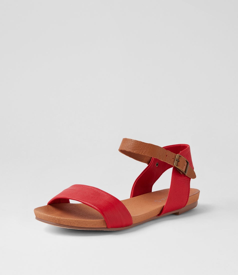 Jimbara Royle Jimbara Red Tan Leather Sandals