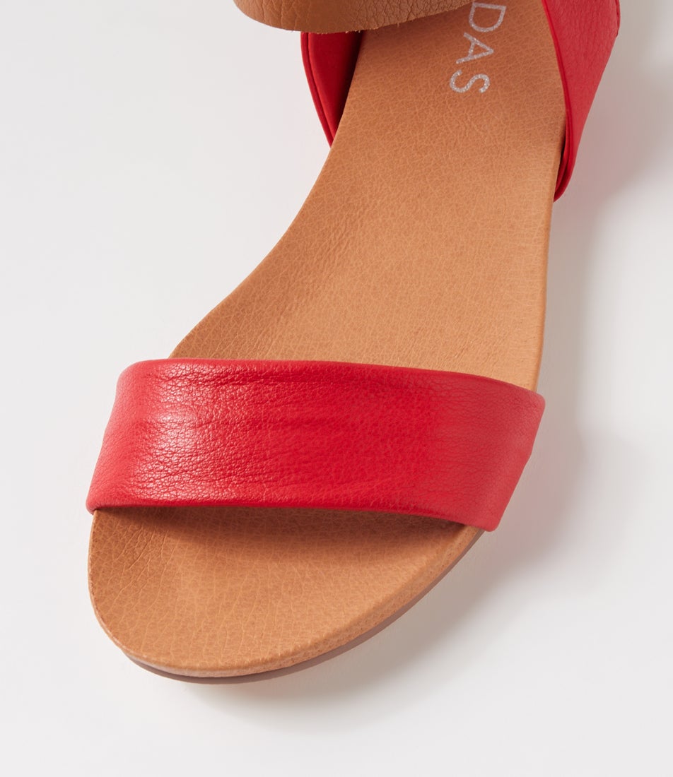 Jimbara Royle Jimbara Red Tan Leather Sandals | Shop Online at Midas