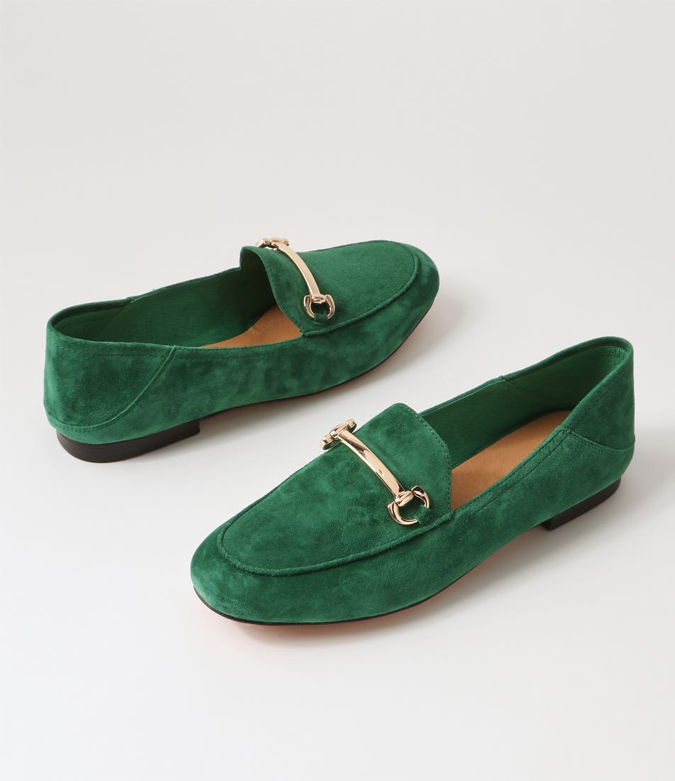 Ginnas Emerald Suede Loafers display picture 1