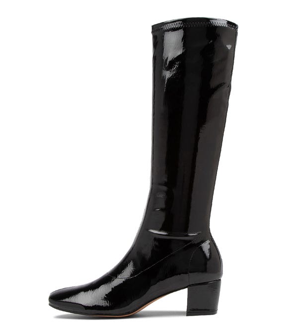HAILEE BLACK PATENT SYNTHETIC KNEE HIGH BOOTS