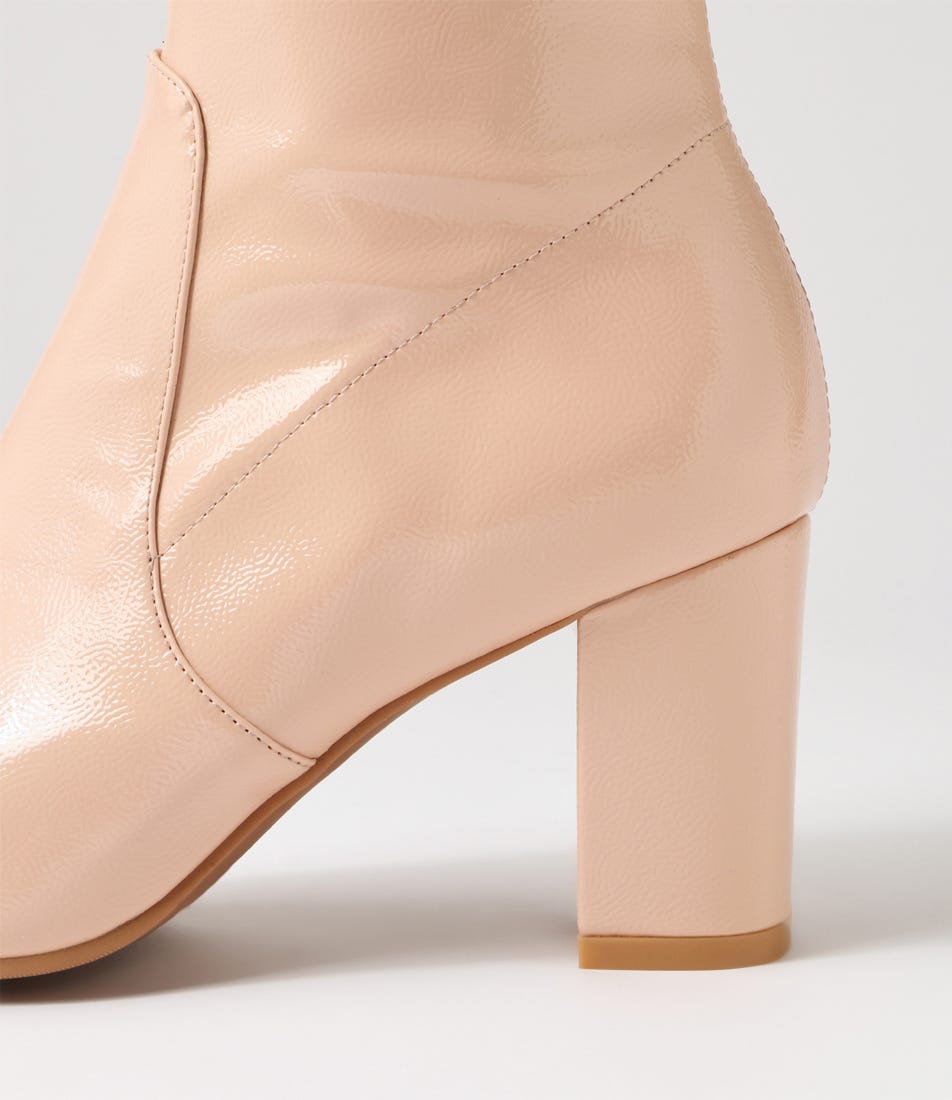 Noter Dark Nude Stretch Patent Pu Ankle Boots by Midas Shop Online at Midas
