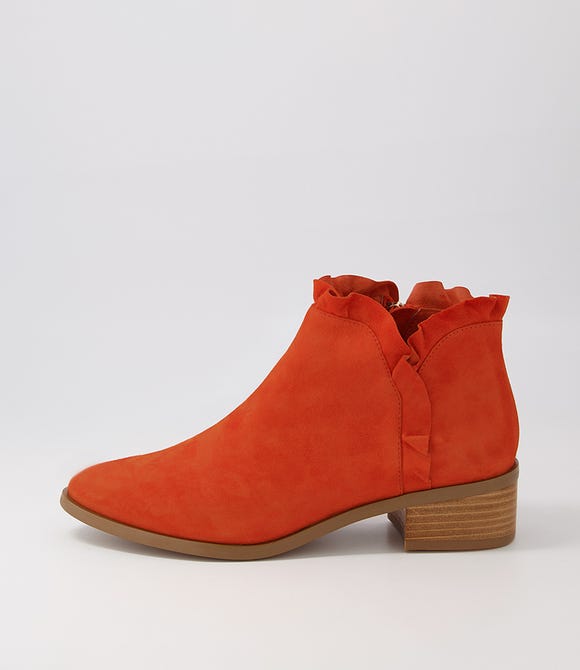 Pretti Orange Suede Ankle Boots