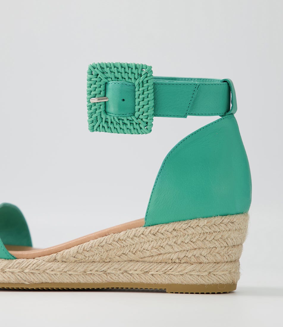 Sprung Light Emerald Rope Leather Espadrilles