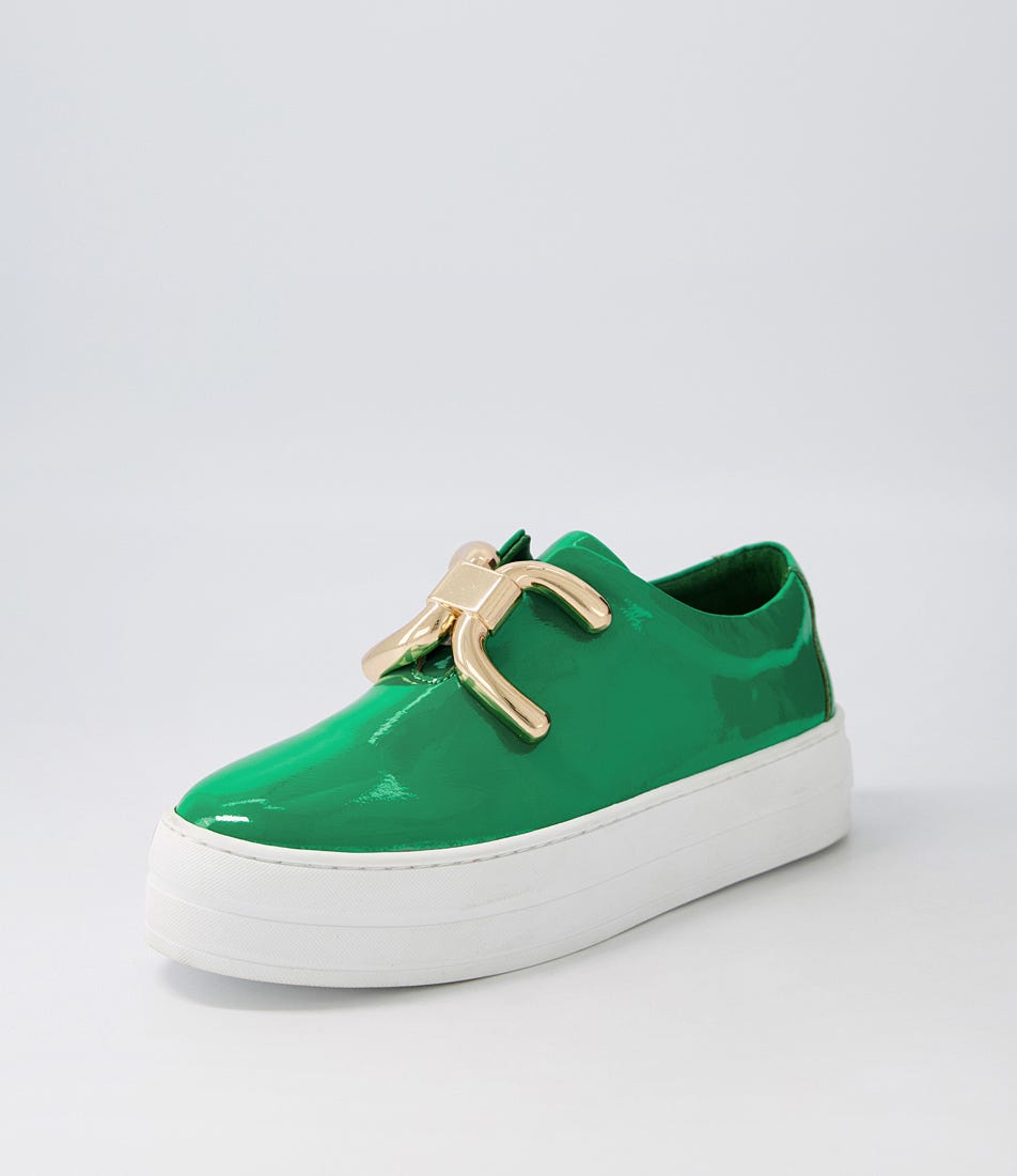 Shells Emerald White Patent Leather Sneakers