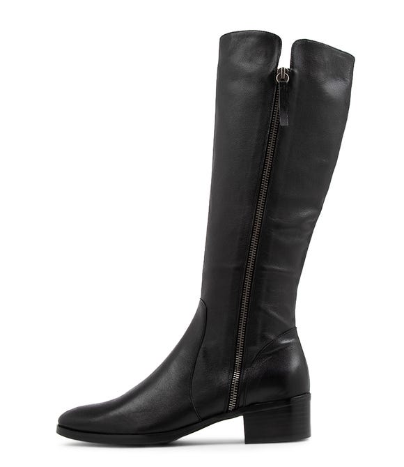 Tieny Black Leather Knee High Boots