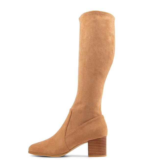 Varry Camel Stretch Microsuede Long Boots