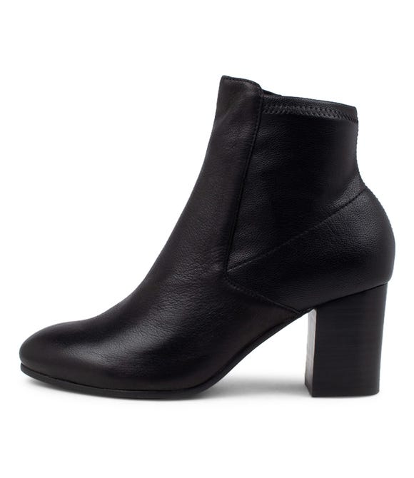 Uluv Black Stretch Leather Ankle Boots BH