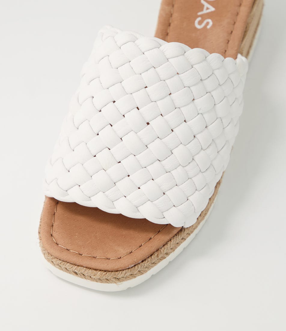 Idalli White Leather Slides