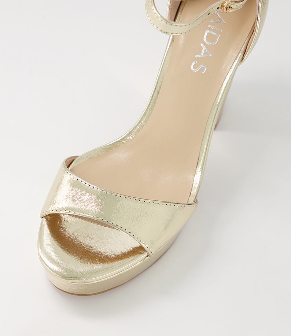 Azure Pale Gold Crinkle Leather Sandals