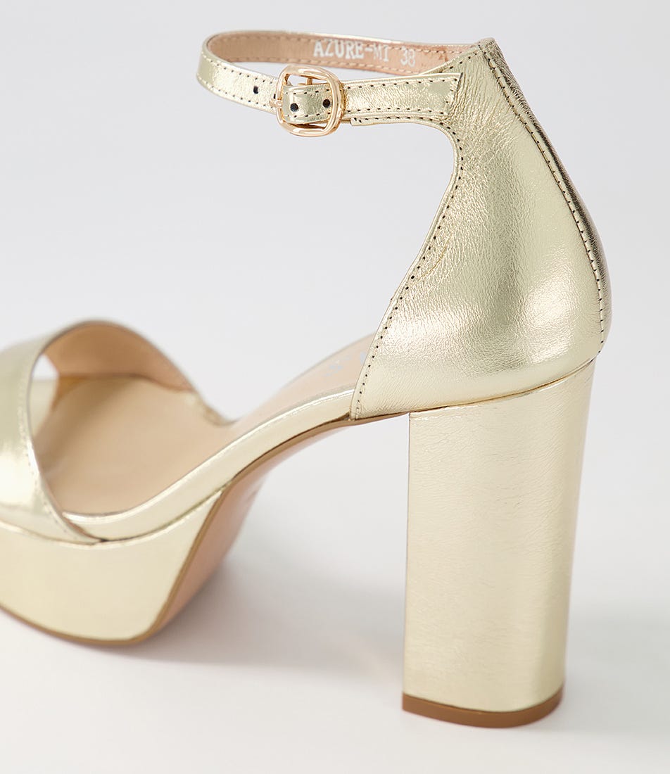 Azure Pale Gold Crinkle Leather Sandals