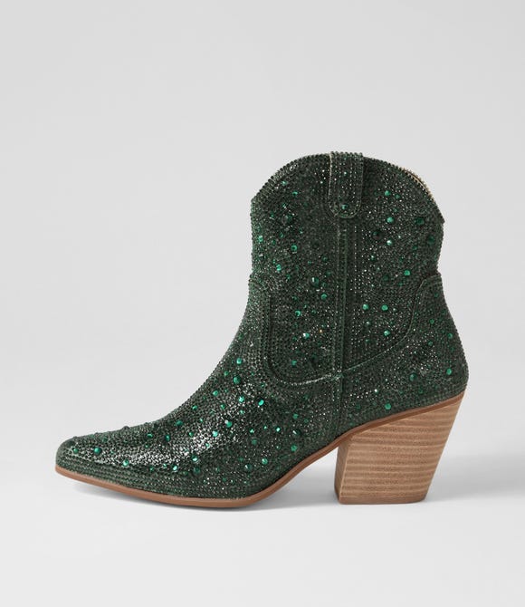 Willis Green Jewel Fabric Ankle Boots