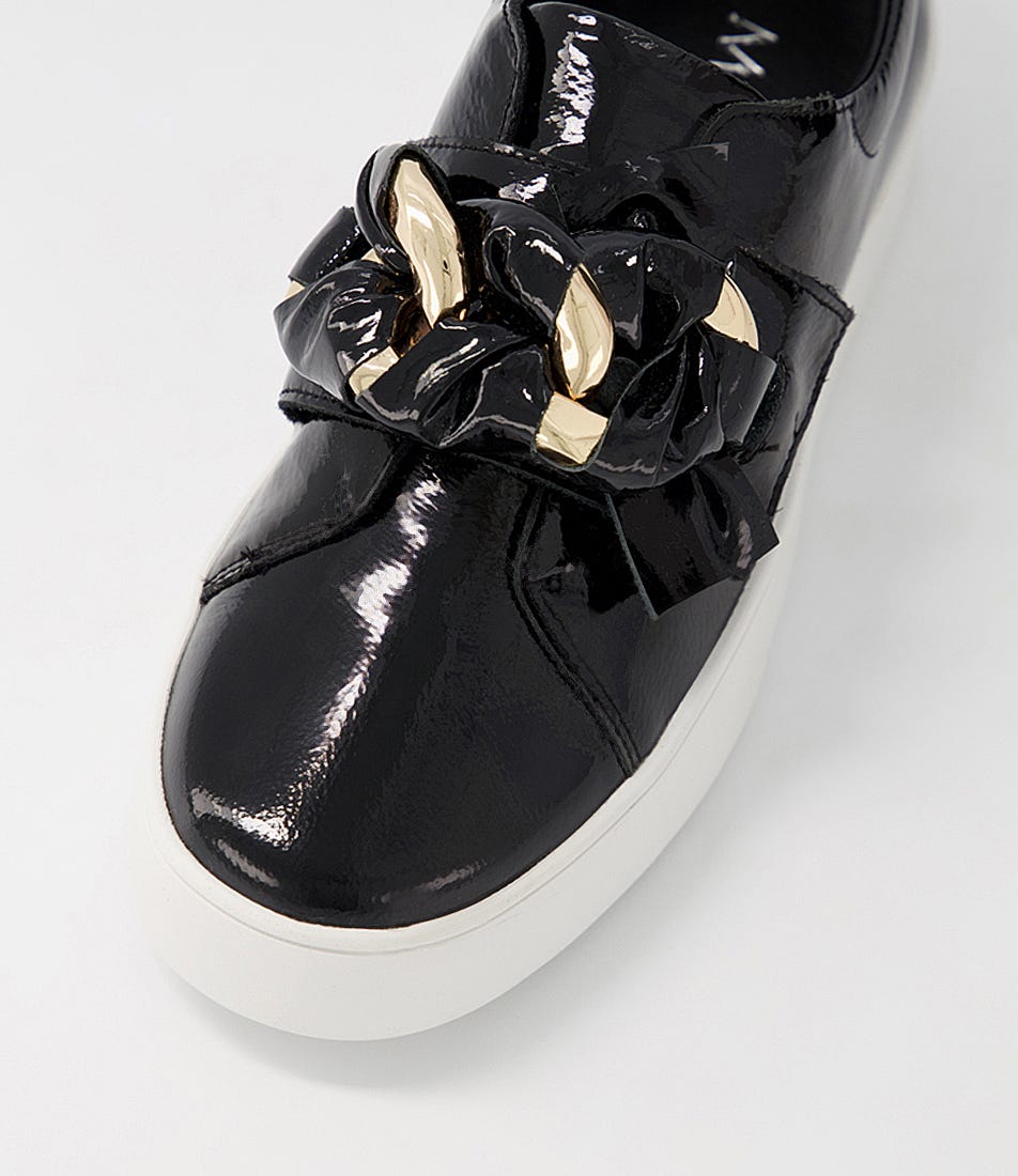 Layar Black White Patent Leather Sneakers