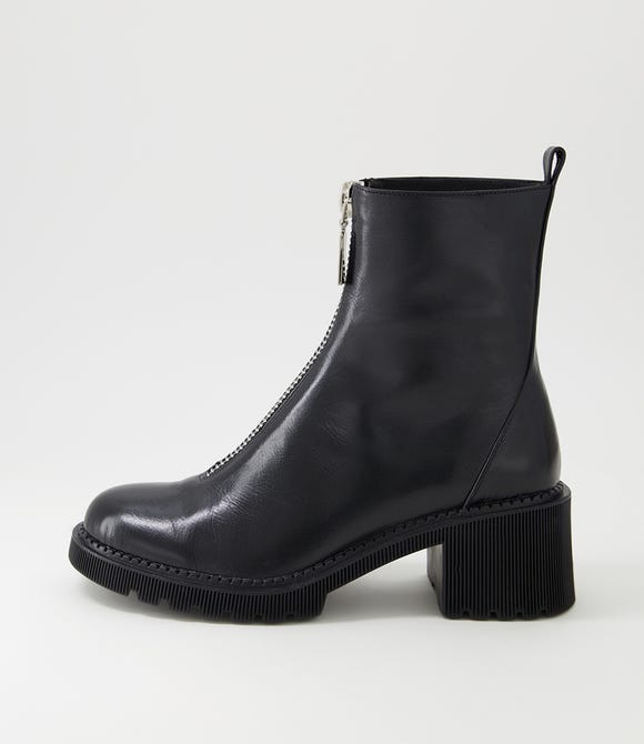 Zandro Black Leather Lace Up Boots