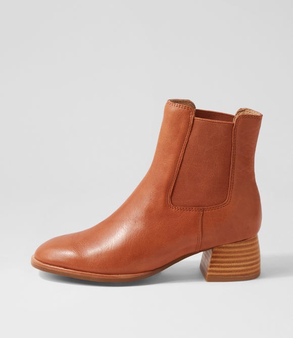 Nardia Cognac Leather Chelsea Boots