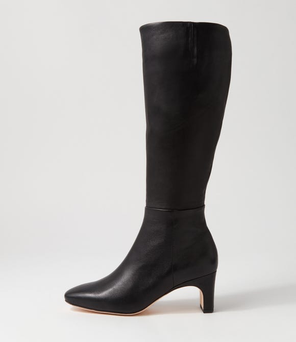 Swoon Black Leather Knee High Boots