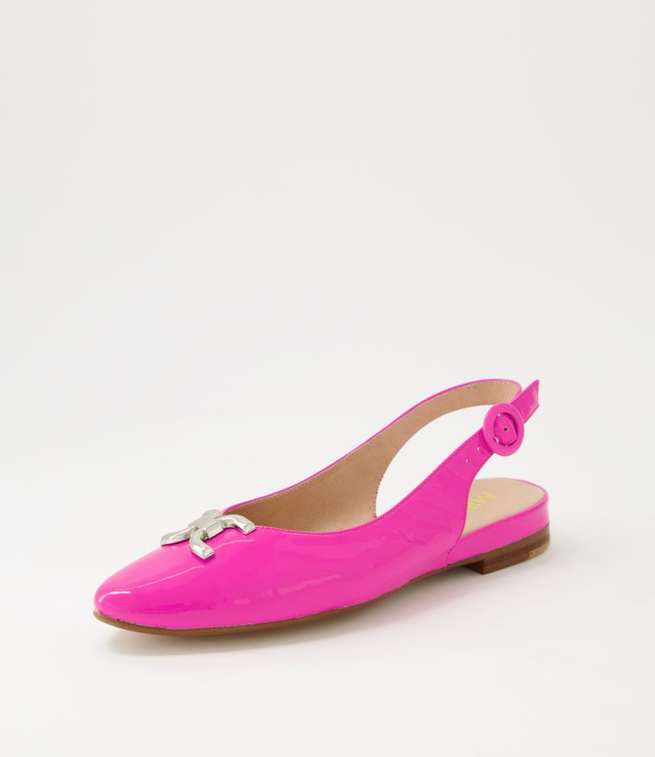 Fallone Hot Pink Patent Leather Flat Shoes