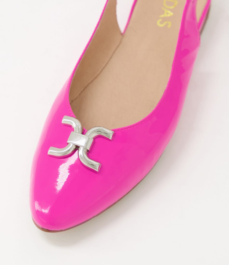 Fallone Hot Pink Patent Leather Flat Shoes