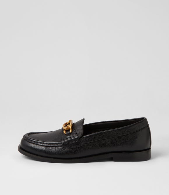 Quilm Black Tumble Leather Loafers