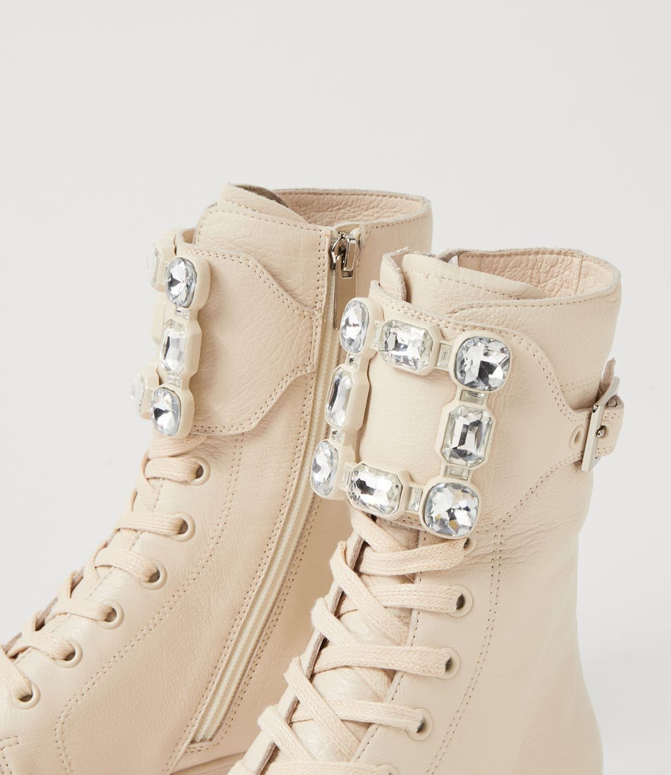 Shamwa Milk Leather Lace Up Boots