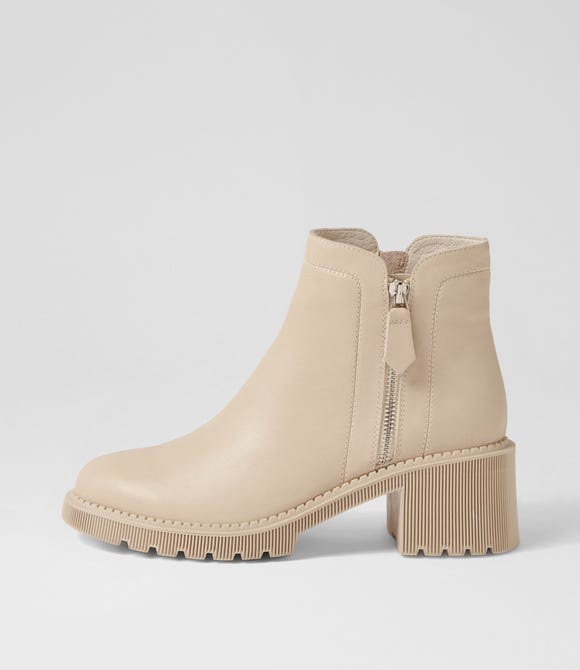 Zanto Almond Leather Ankle Boots