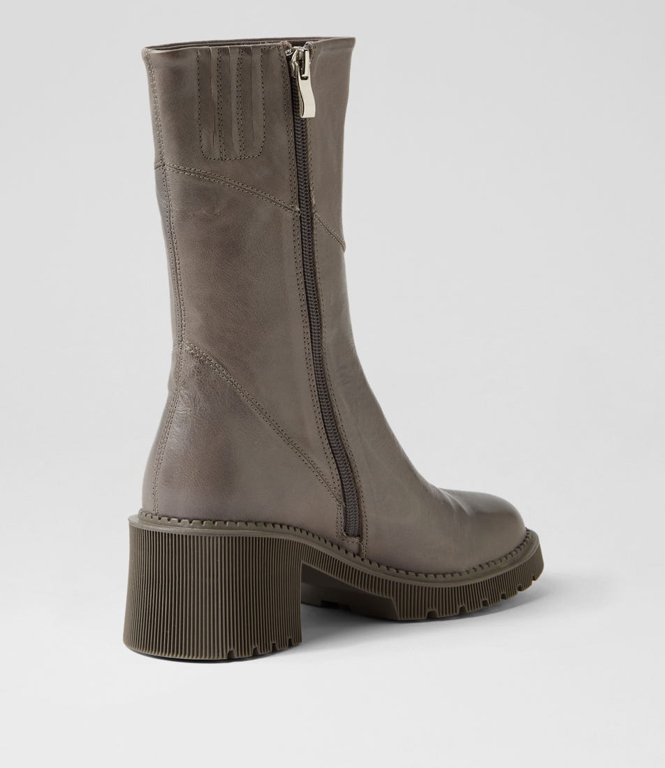 Zalli Grey Leather Ankle Boots