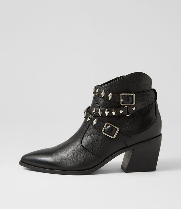 Jonmo Black Leather Ankle Boots