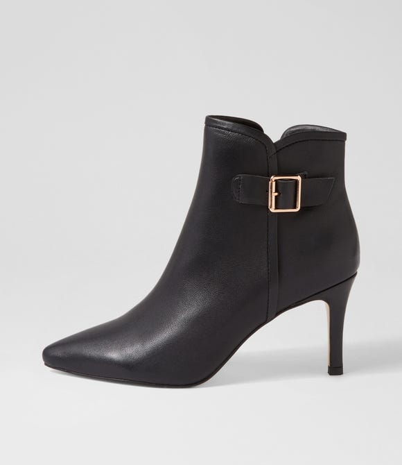Badal Black Leather Ankle Boots