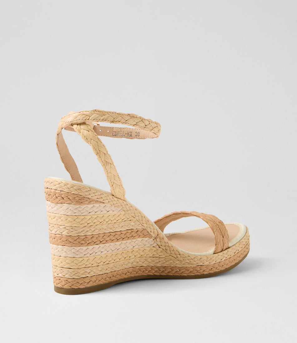 Eddell Edell Natural Multi Synthetic Raffia Sandals
