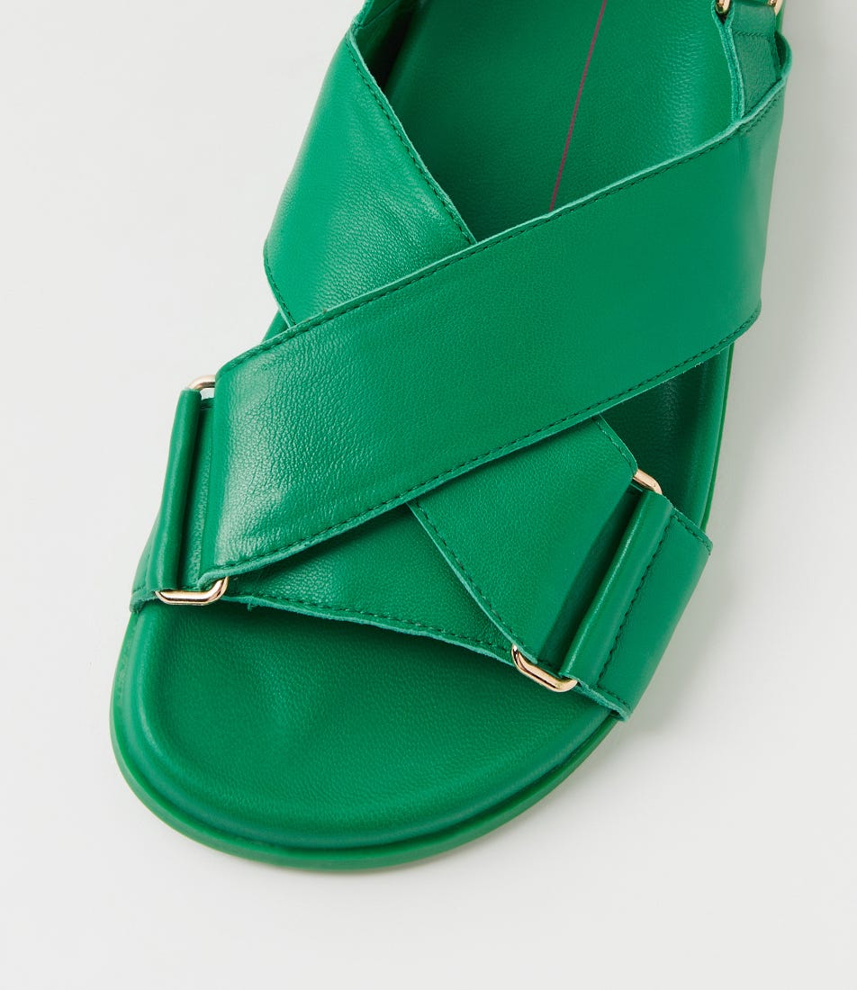 Haylow Bright Green Leather Sandals