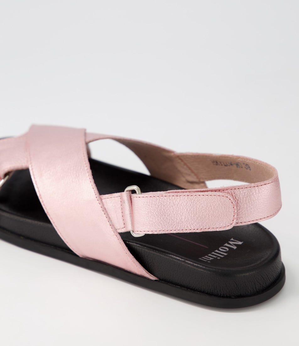 Haylow Pale Pink Metallic Leather Sandals