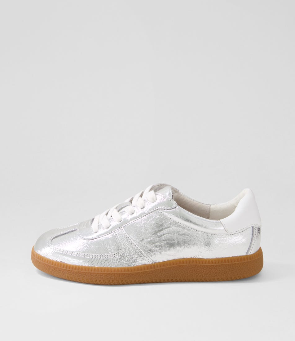 Dari Silver Gum Shrunken Leather Sneakers by Mollini | Shop