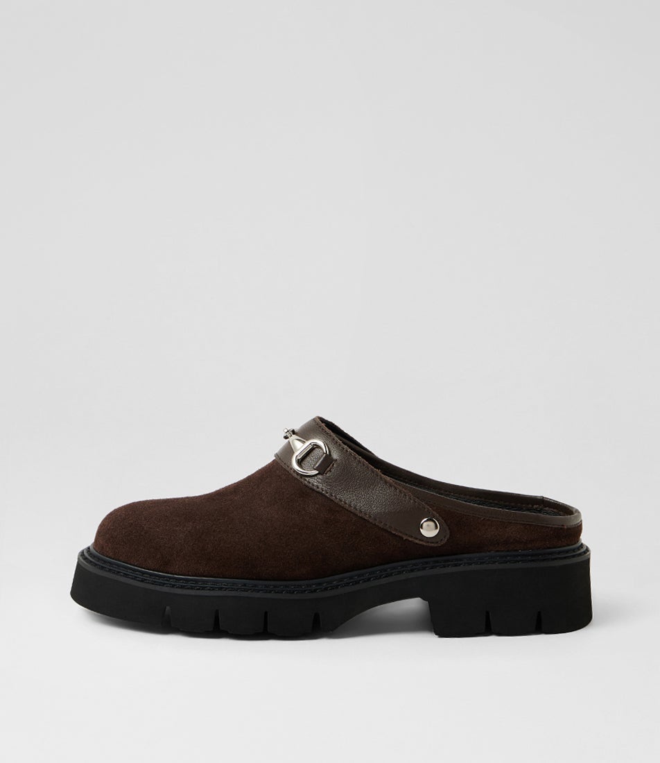 Krepe Timog Krepe Dark Choc Suede Leather Mules