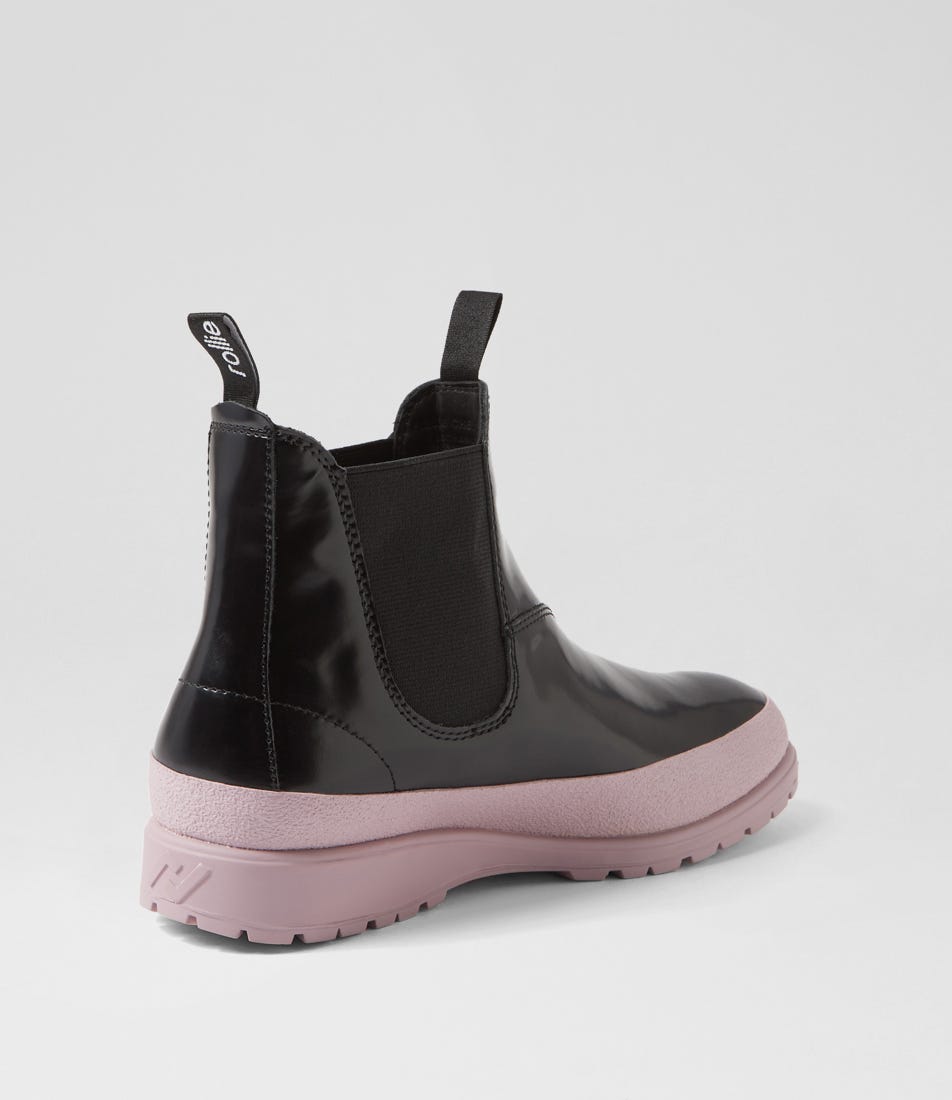 Fields Chelsea X Black Pink Leather Chelsea Boots
