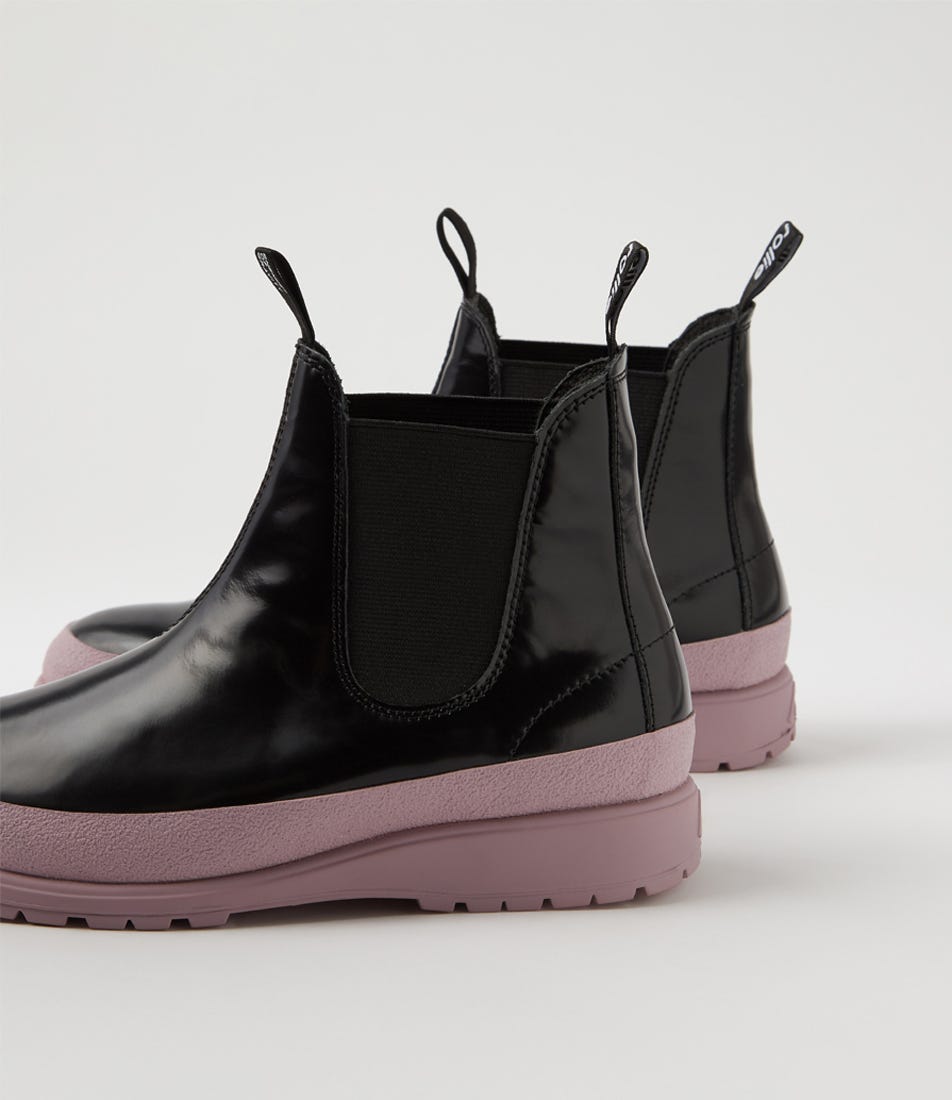 Fields Chelsea X Black Pink Leather Chelsea Boots