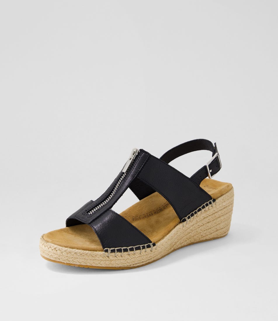 Kipta Xw Black Leather Sandals